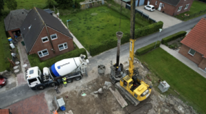 Luftaufnahme Pfahlgründung für ein Einfamilienhaus