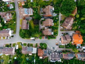 Wohngebiet in Norddeutschland von oben